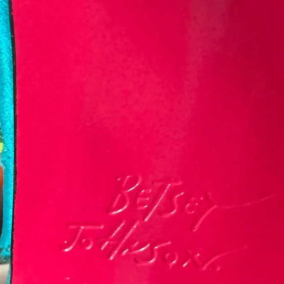 Betsey Johnson Embroidered Floral Teal Heels size 8 - Picture 7 of 9